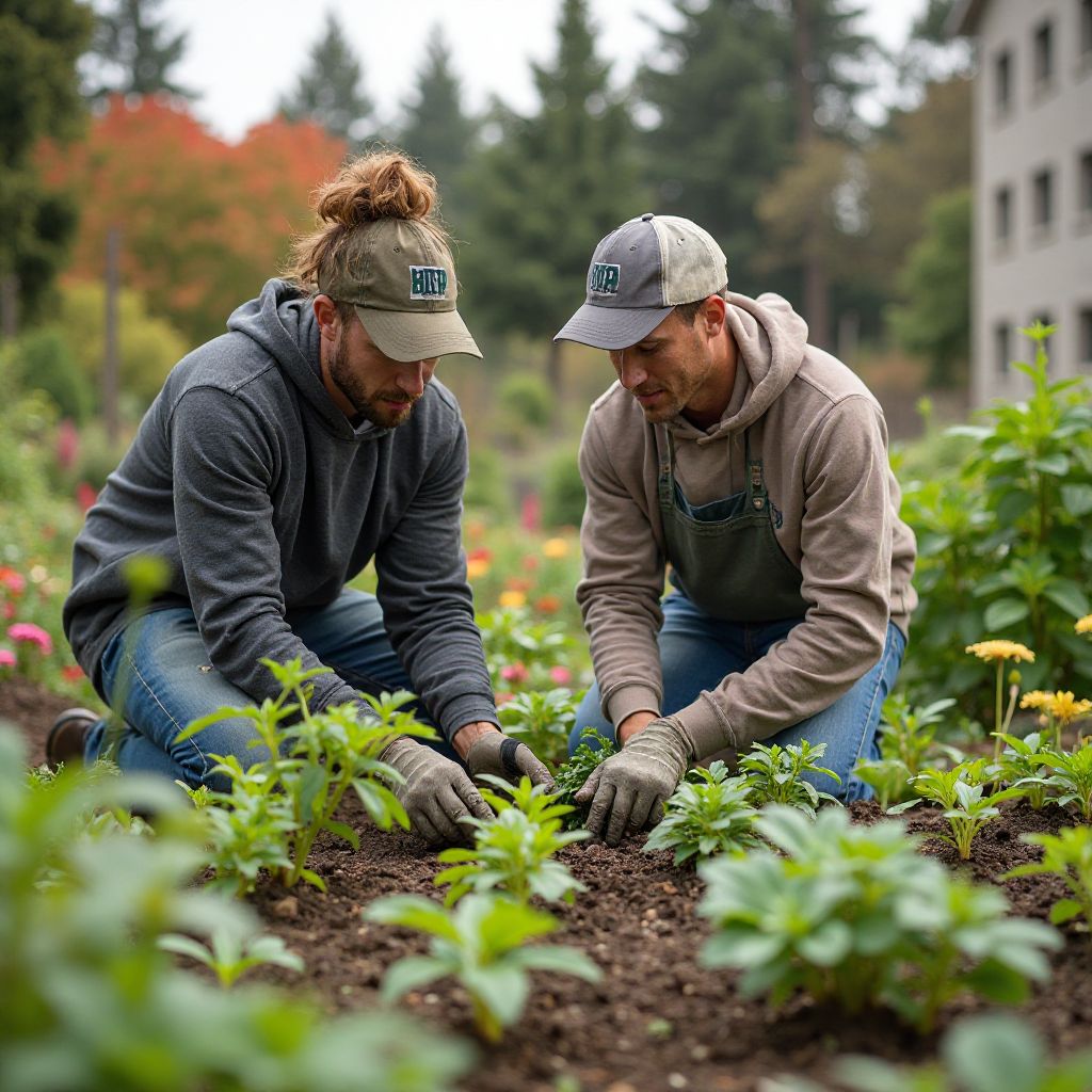 UrbanGreen founders working in community garden