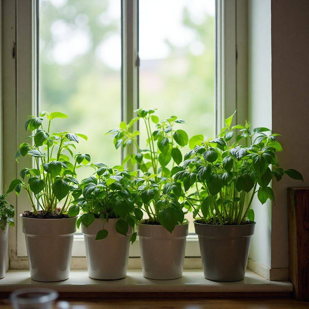 Windowsill herb garden